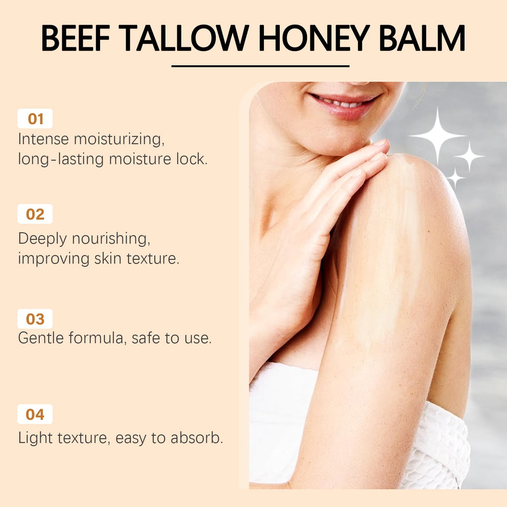 WAESKI Beef Tallow Balm with Honey & Lavender – Deep Hydration, 2.11oz