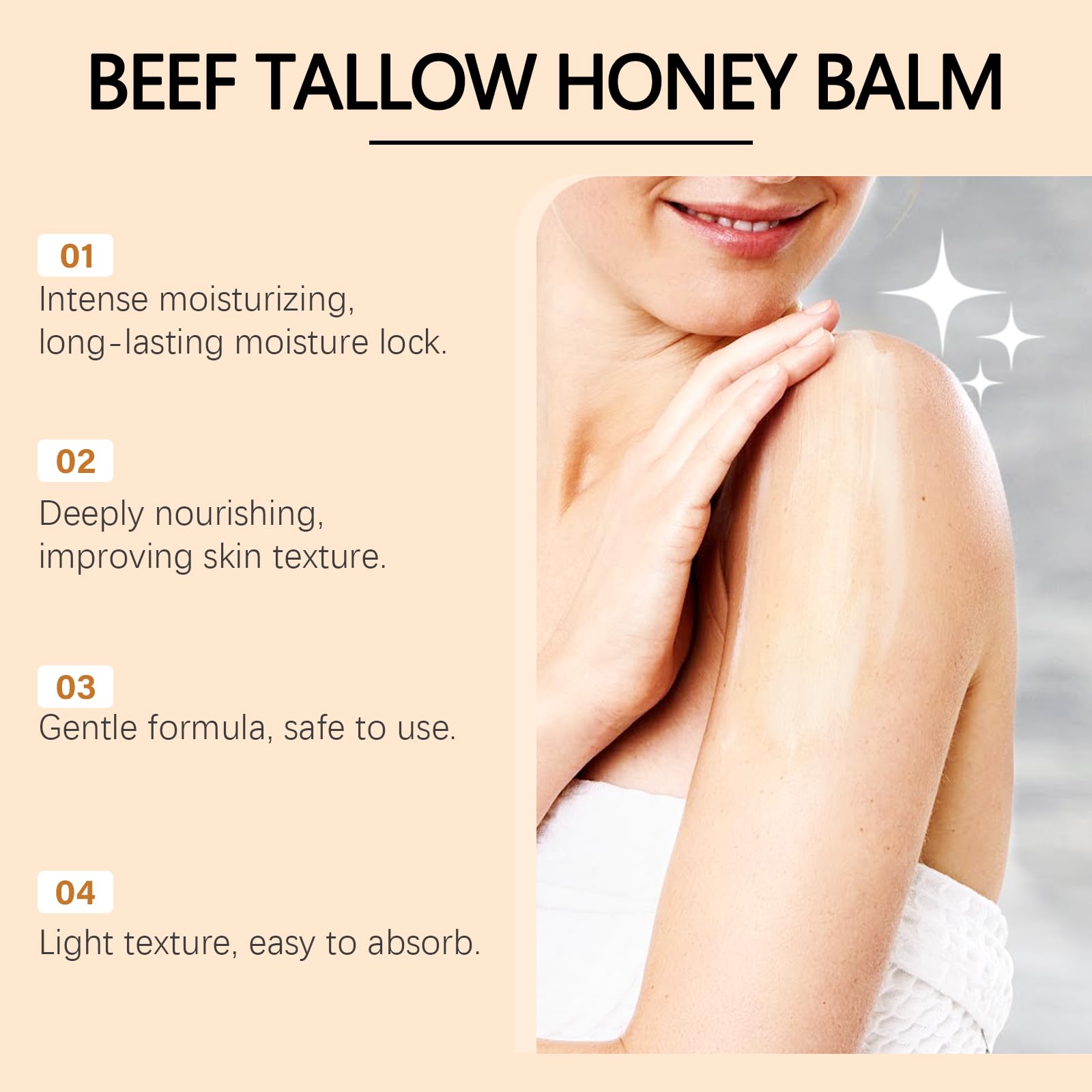 WAESKI Beef Tallow Balm with Honey & Lavender – Deep Hydration, 2.11oz