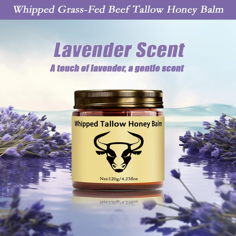 WAESKI Beef Tallow Balm with Honey & Lavender – Deep Hydration, 2.11oz