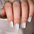 WAFOLOZE Gel Press On Nails Square – Silver Cats-Eye Design, 32 Pcs, 16 Sizes