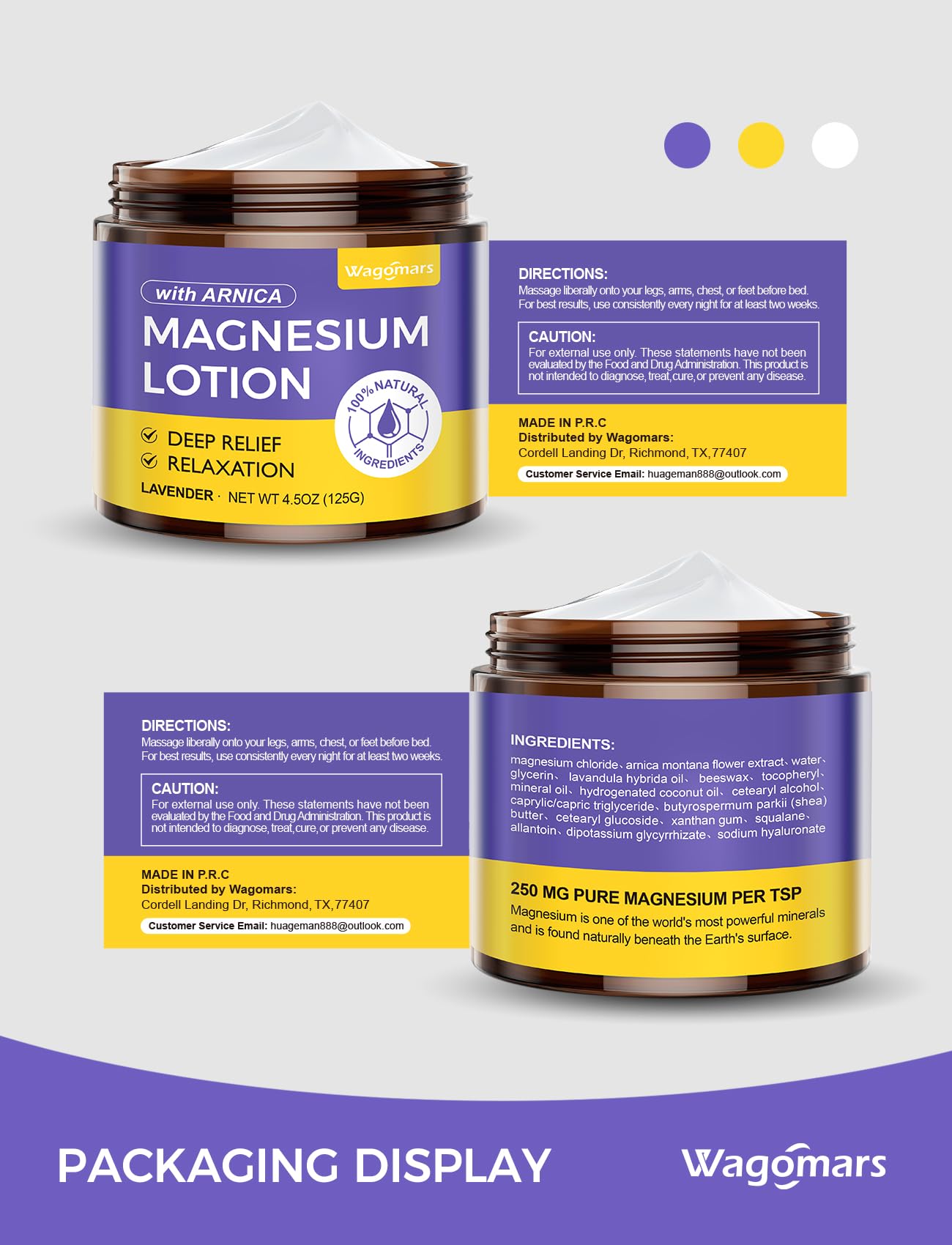 Wagomars Natural Magnesium Lotion for Sleep & Pain Relief | Arnica & Hydration
