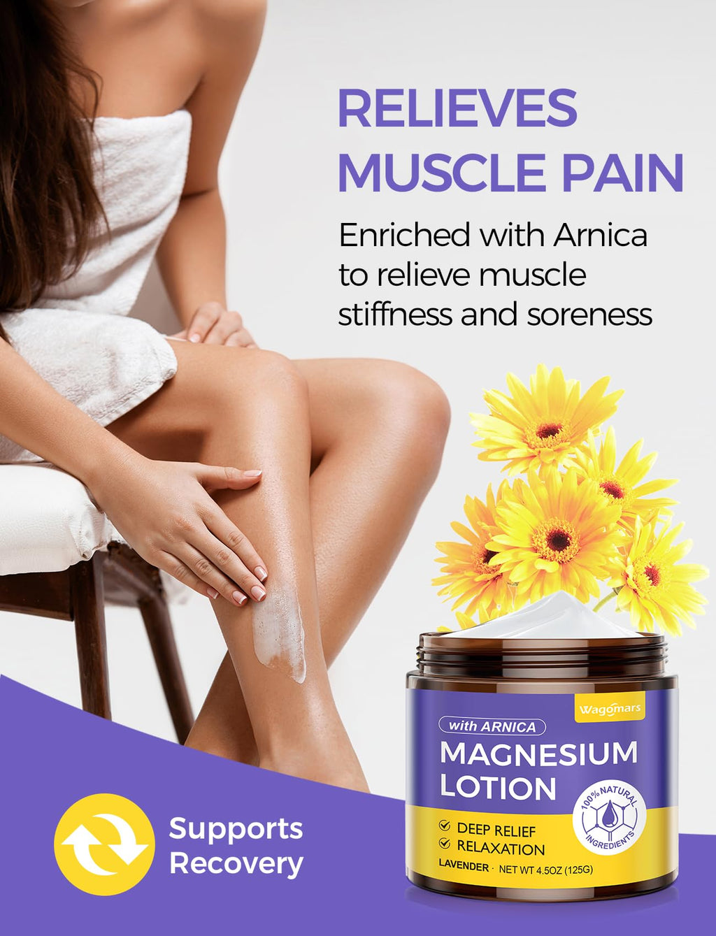 Wagomars Natural Magnesium Lotion for Sleep & Pain Relief | Arnica & Hydration