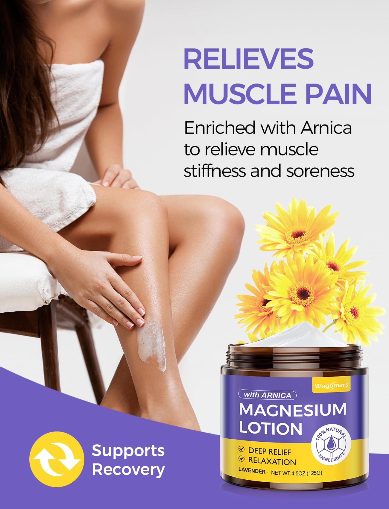 Wagomars Natural Magnesium Lotion for Sleep & Pain Relief | Arnica & Hydration