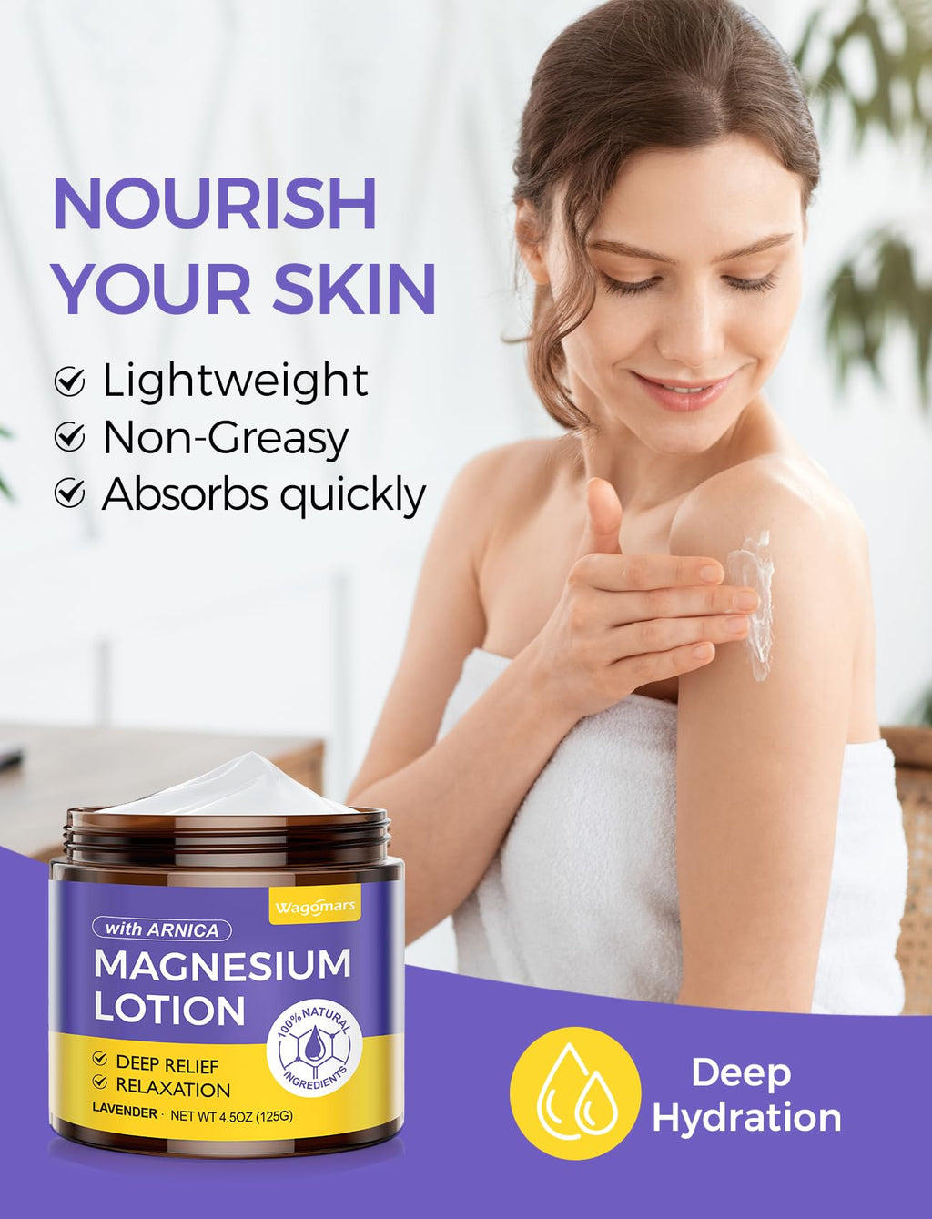 Wagomars Natural Magnesium Lotion for Sleep & Pain Relief | Arnica & Hydration