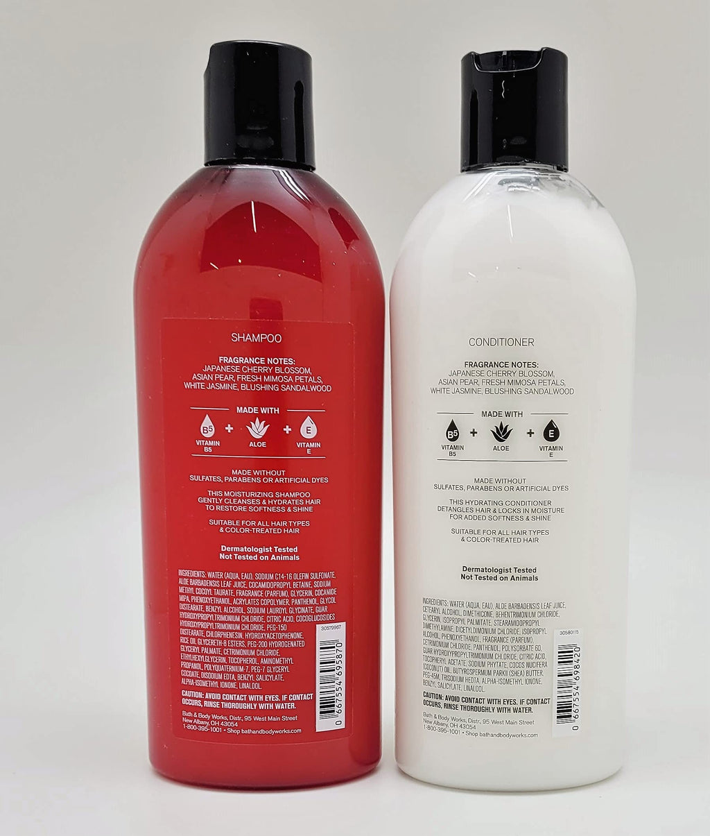 WAHALAA Bath & Body Works Japanese Cherry Blossom Shampoo & Conditioner Bundle – 2x16 oz