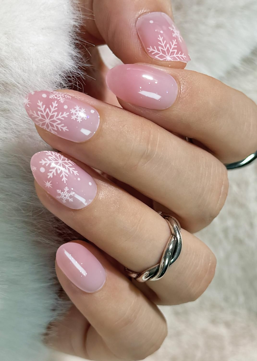 Wahrshei Snowflake Pink Gradient Semi-Cured Gel Nail Strips – 20pcs
