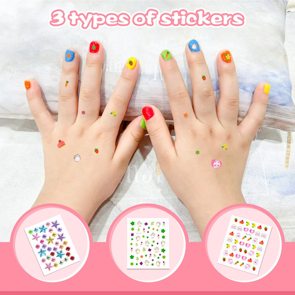 wakaniya Kids Nail Polish Set – 12 Rainbow Colors, Non-Toxic Water-Based & Peel-Off, Quick-Dry for Girls 3+