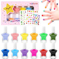wakaniya Kids Nail Polish Set – 12 Rainbow Colors, Non-Toxic Water-Based & Peel-Off, Quick-Dry for Girls 3+