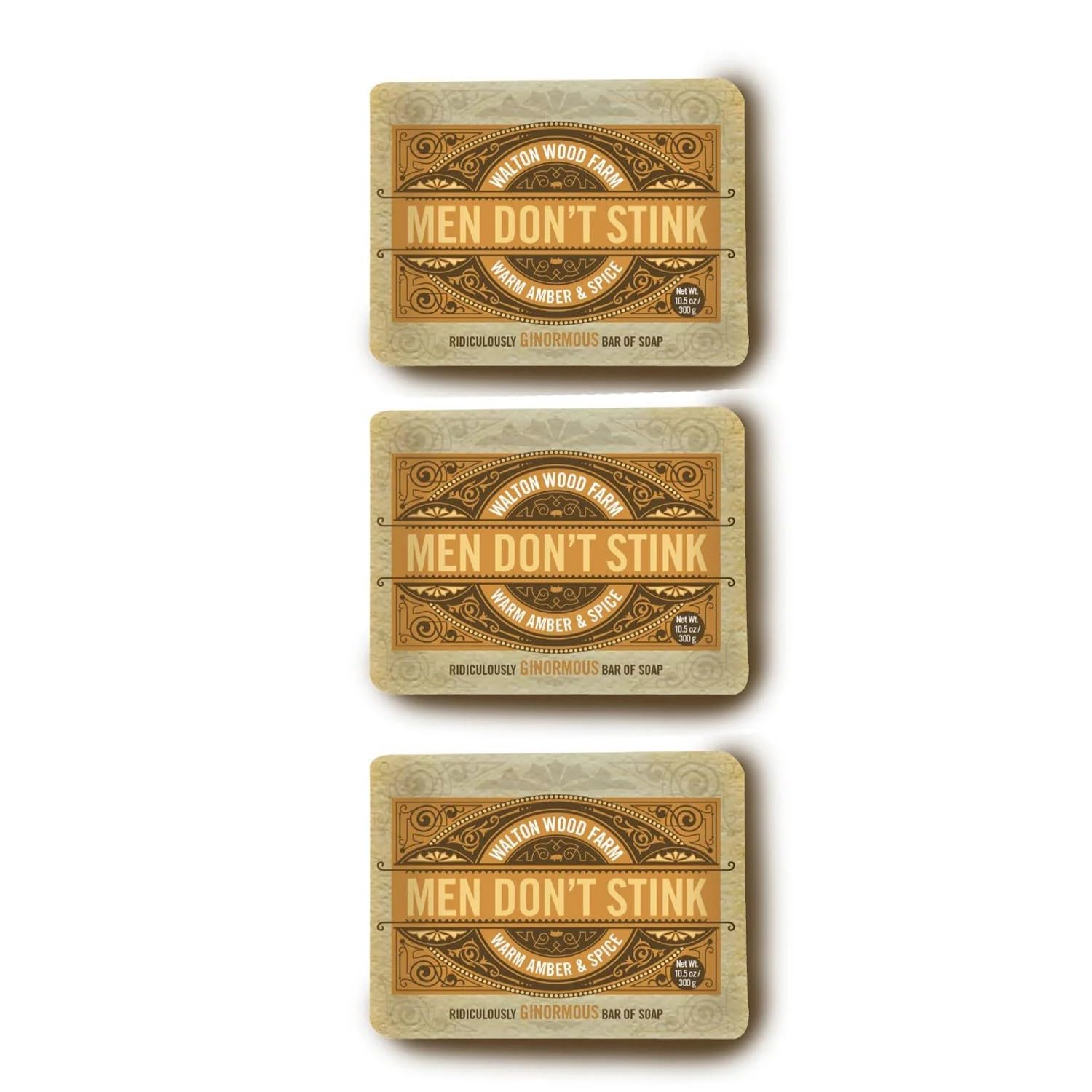 Walton Wood Farm 10.5 oz Soap Men Don't Stink Warm Amber & Spice 3 Pack