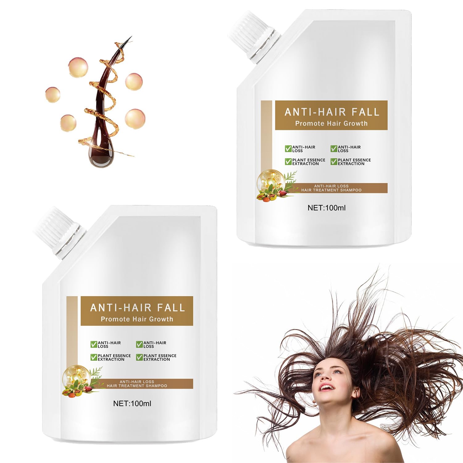 Wanban Anti Hair Loss Shampoo – Routine Shampoo for Women, Supports Healthy-Looking Hair (2pcs)