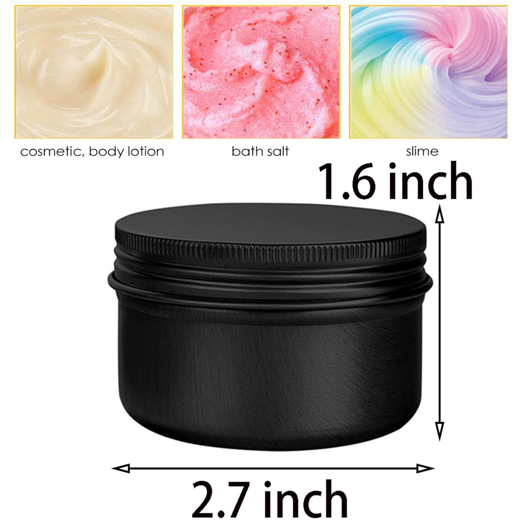 WANBAO 6 Pack 4 oz Aluminum Tins with Screw Lids – Black Airtight Storage for Spices, Lip Balm & Candies