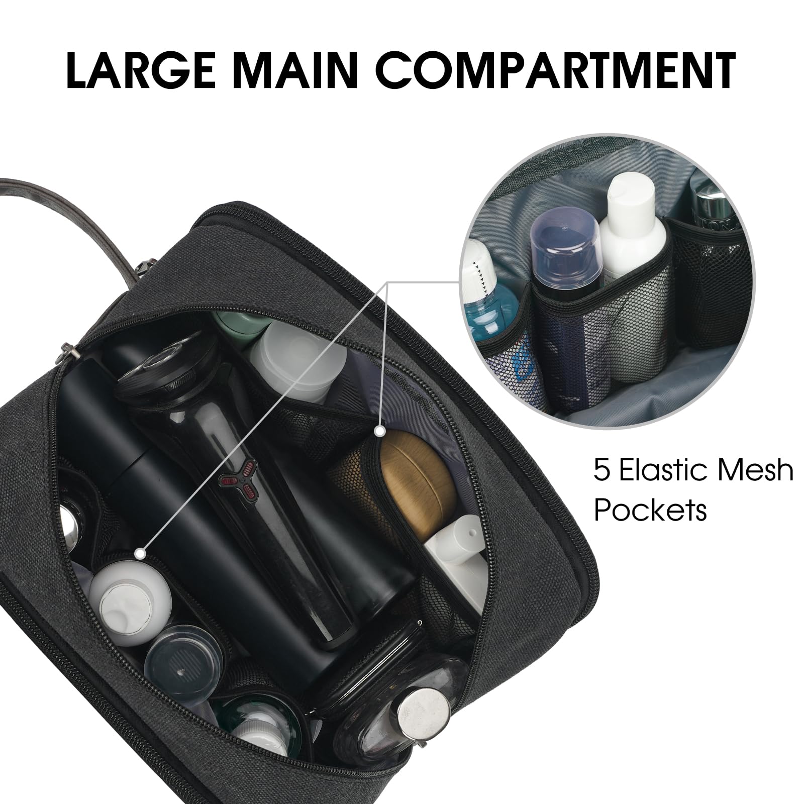 WANDF Travel Toiletry Bag – Large Wet/Dry Compartment Dopp Kit for Men & Women