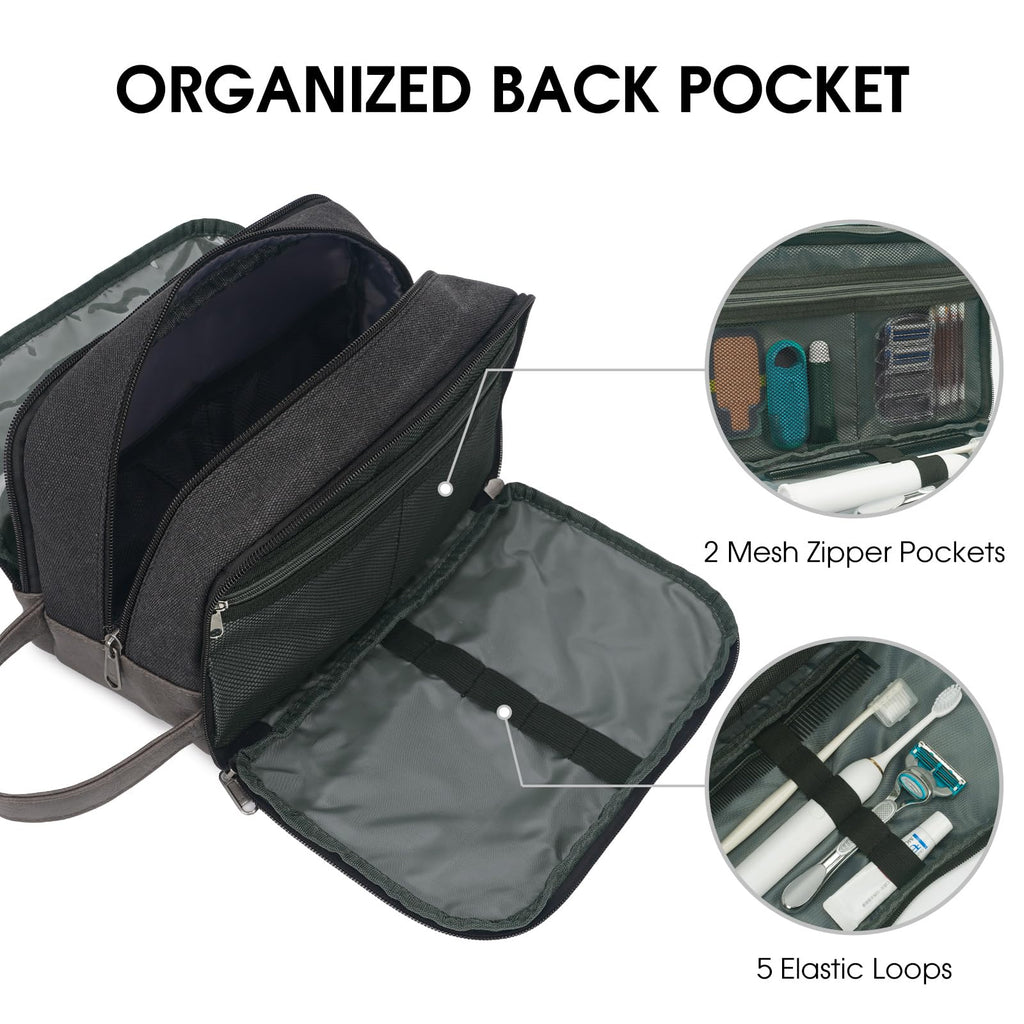 WANDF Travel Toiletry Bag – Large Wet/Dry Compartment Dopp Kit for Men & Women