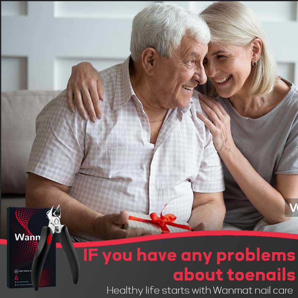 Wanmat Toe Nail Clipper for Ingrown & Thick Nails | Stainless Steel, Soft-Handle for Seniors