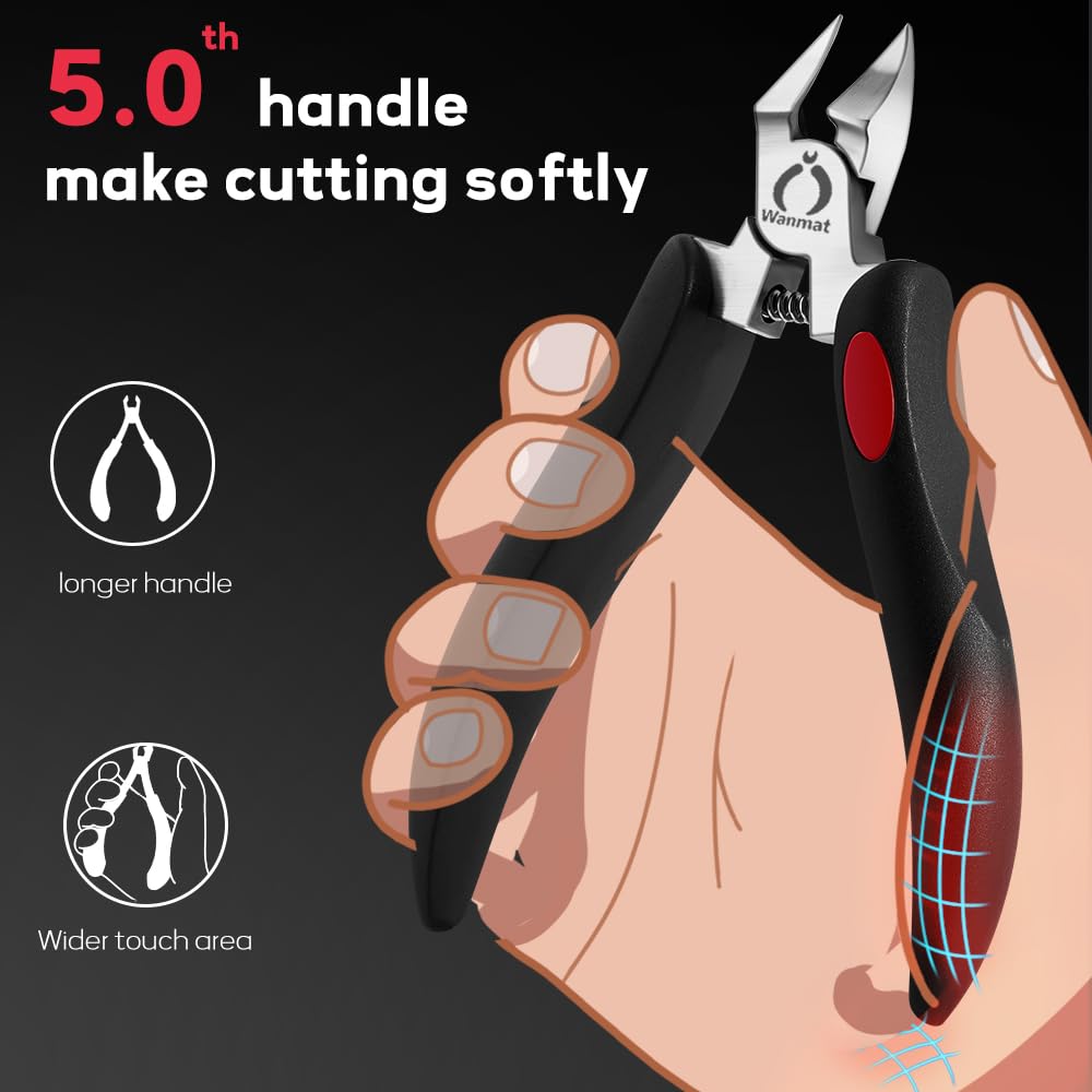 Wanmat Toe Nail Clipper for Ingrown & Thick Nails | Stainless Steel, Soft-Handle for Seniors