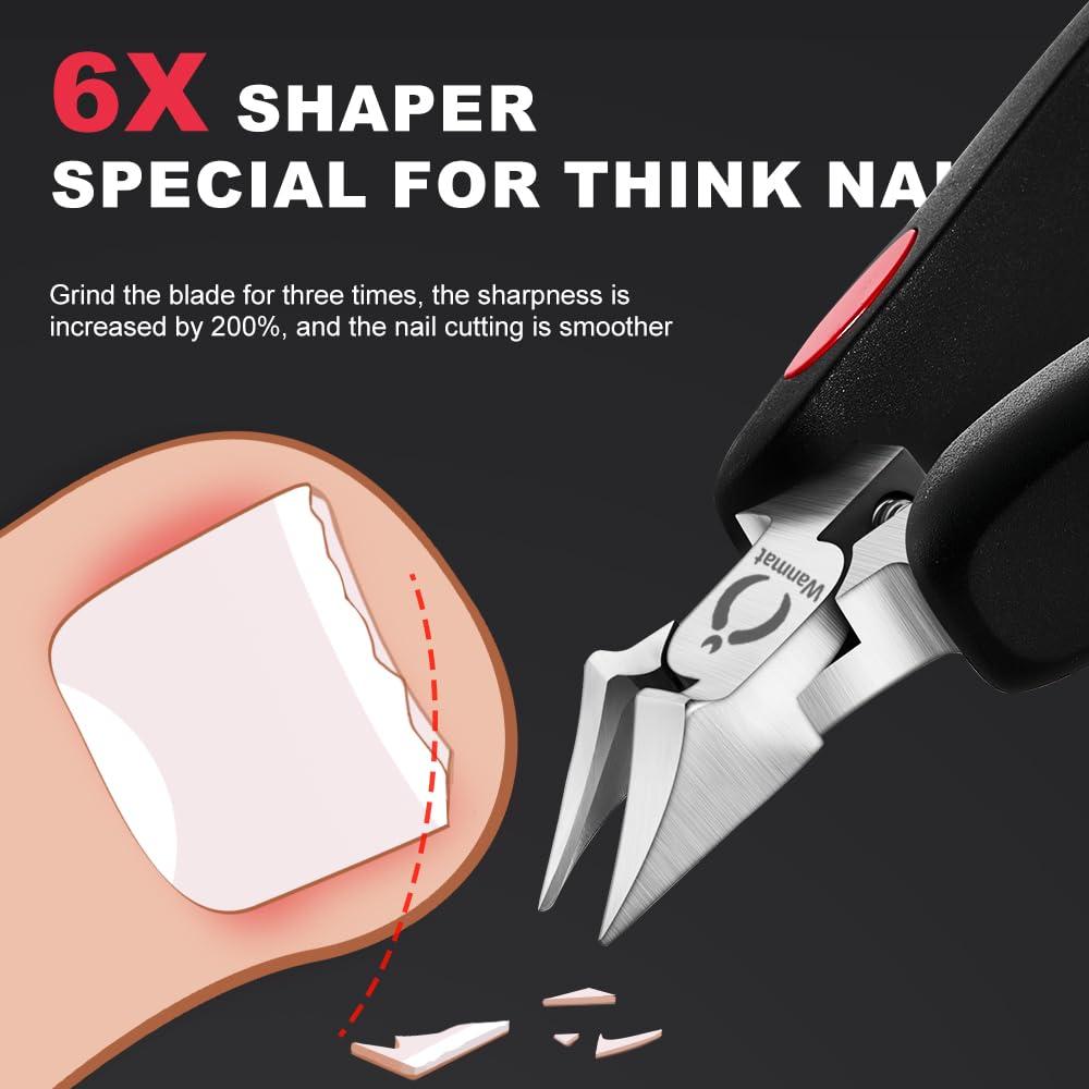 Wanmat Toe Nail Clipper for Ingrown & Thick Nails | Stainless Steel, Soft-Handle for Seniors
