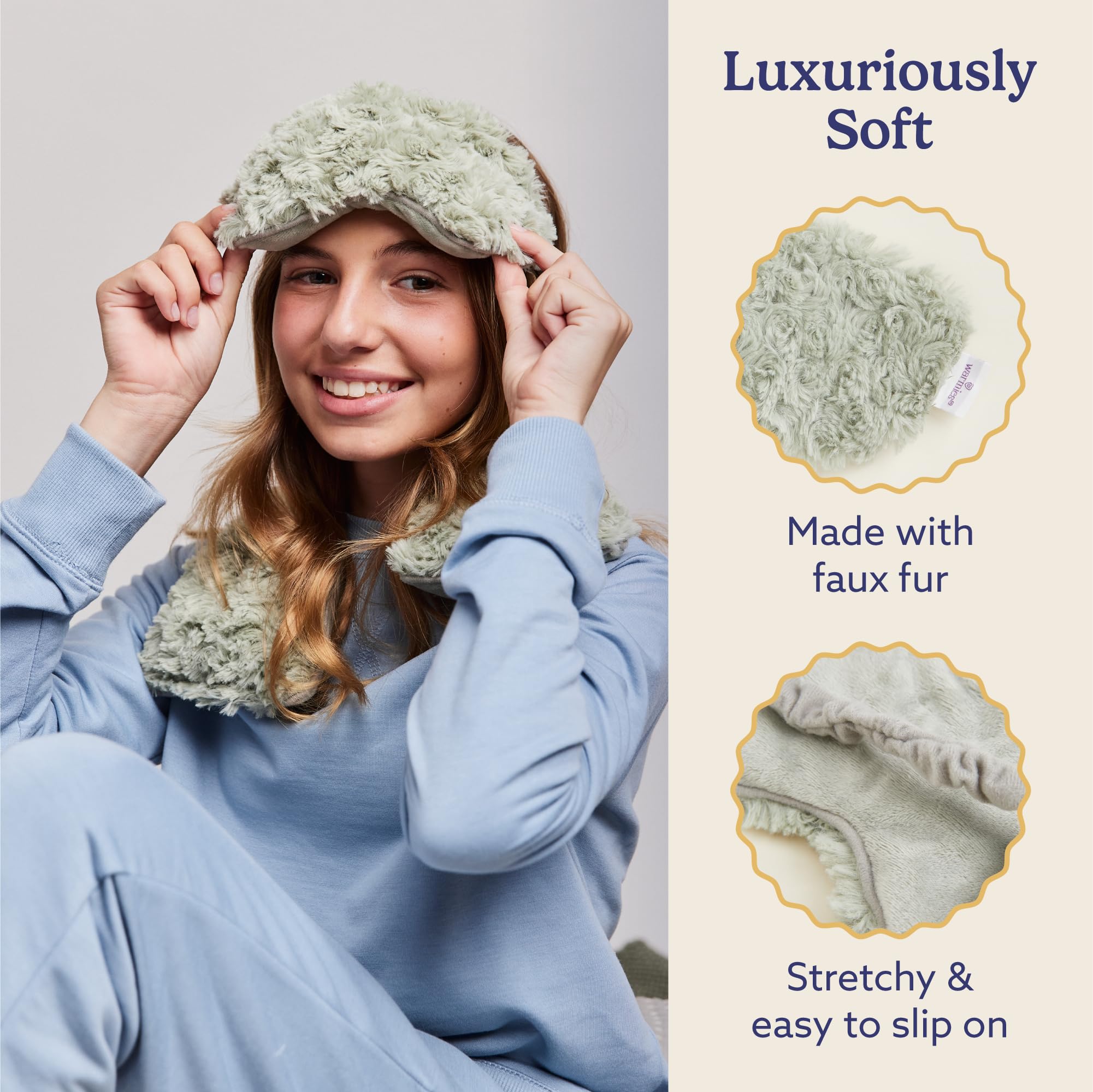 Warmies Microwavable Eye Mask in Curly Sage — Warmth, Comfort & Lavender Calm