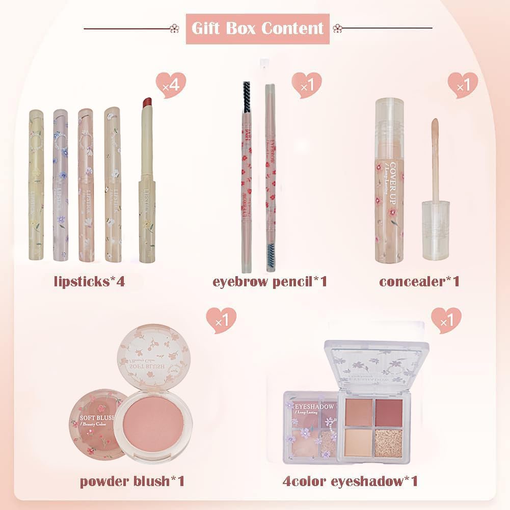 Wasaiggon 8-Piece Makeup Kit Gift Box – Lipsticks, Eyeshadow, Concealer & More