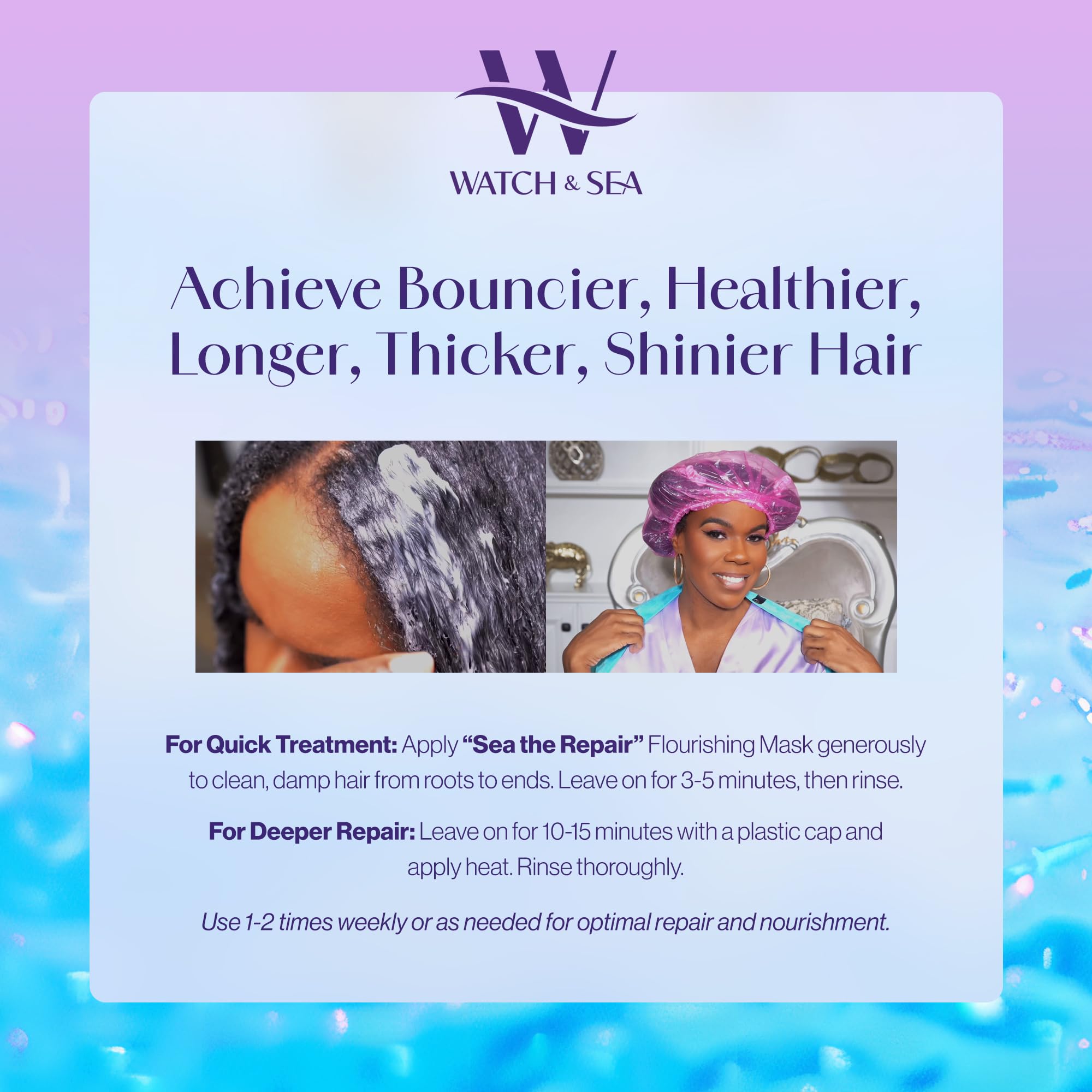 Watch & Sea Deep and Continuous Flourishing Hair Mask – Deep Conditioning for All Hair Types (8 oz)