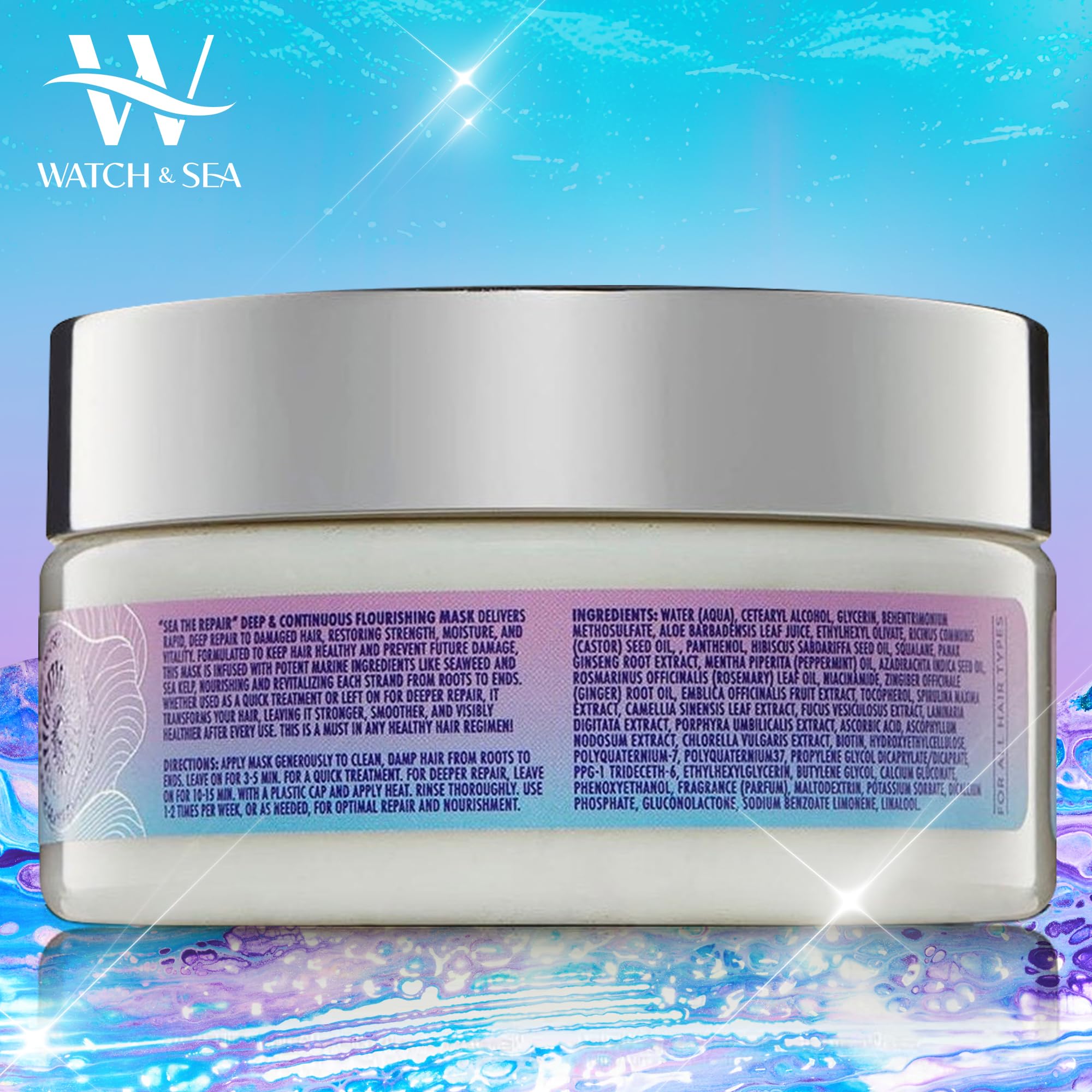 Watch & Sea Deep and Continuous Flourishing Hair Mask – Deep Conditioning for All Hair Types (8 oz)