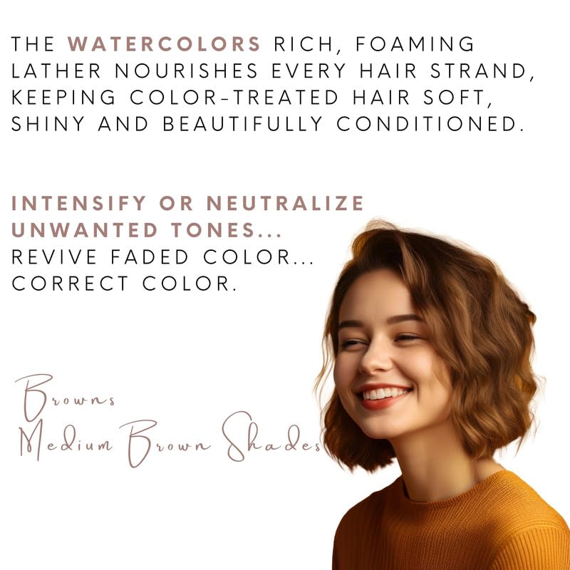 Watercolors Color Depositing Shampoo Cocoa – 8.5 oz | 3-in-1 Color Refresh, Cleanse & Condition