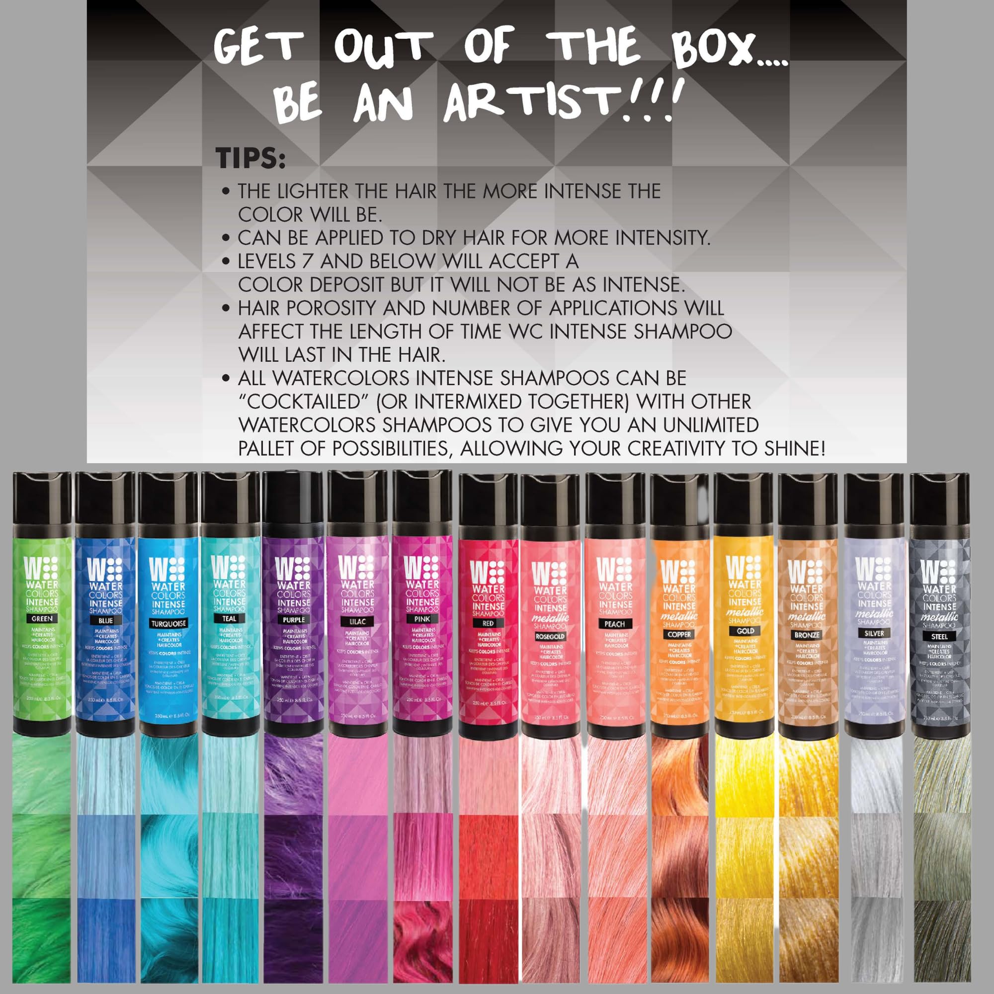 Watercolors Intense Color Depositing Shampoo – Sulfate & Paraben Free, Red 8.5 oz (Pack of 3)
