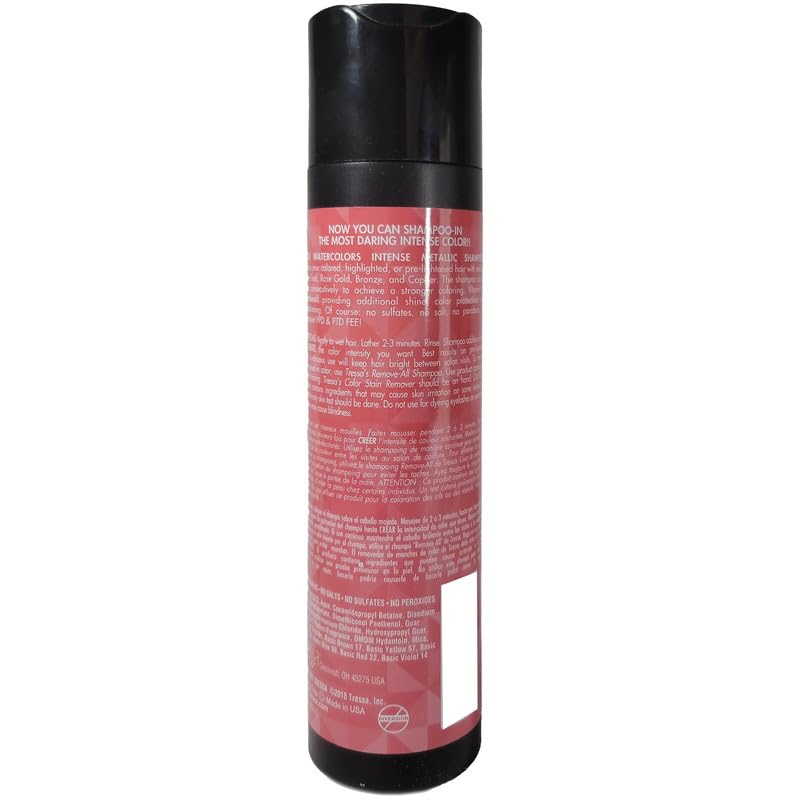 Watercolors INTENSE METALLIC Rose Gold Color Depositing Shampoo – 2 x 8 oz, Sulfate & Paraben Free