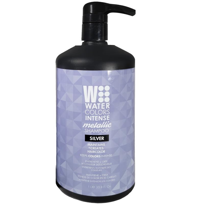 Watercolors Silver Intense Metallic Color Depositing Shampoo – 33.8 oz | Color-Depositing, Paraben & Sulfate Free