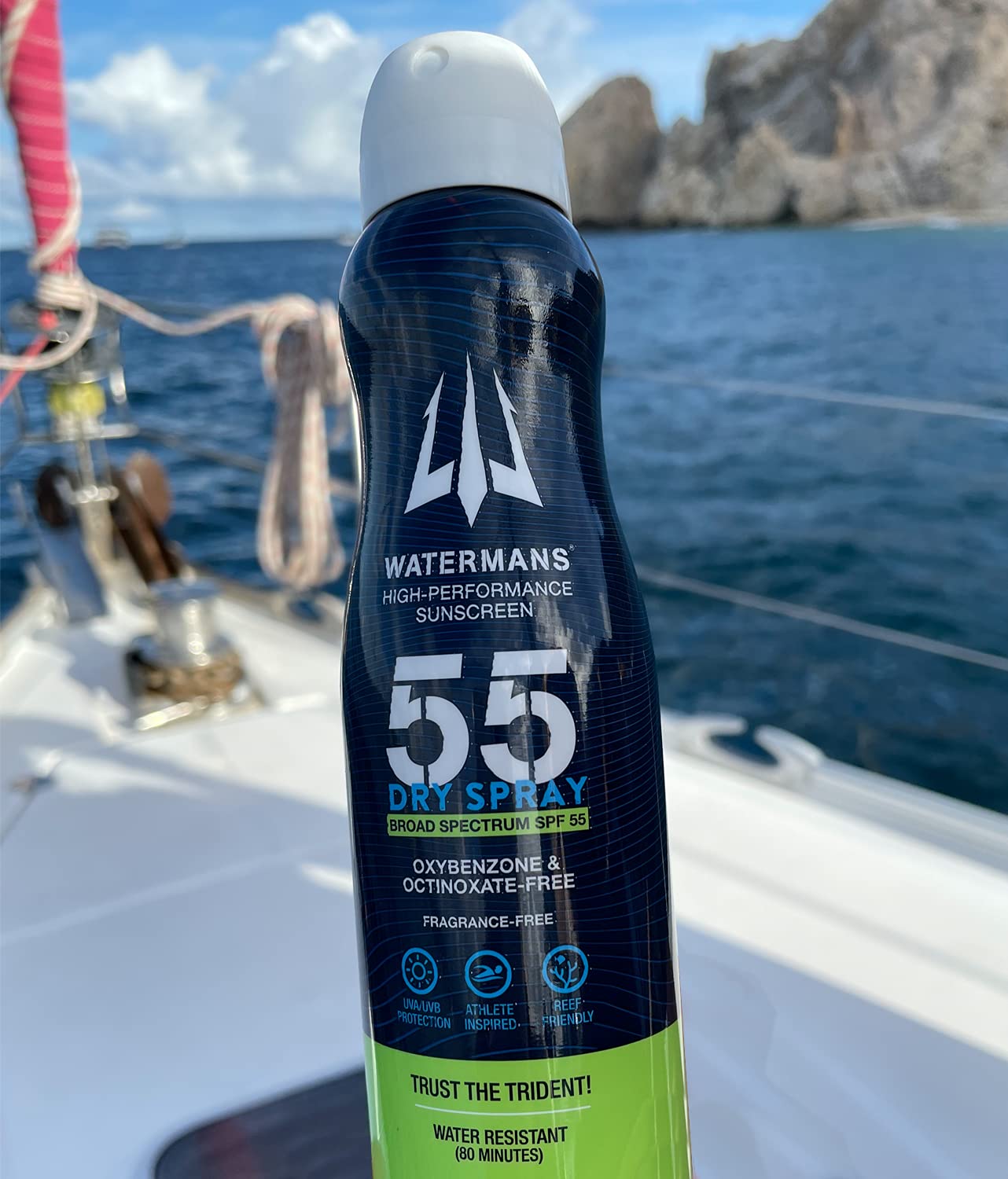 Watermans SPF 55 Dry Spray Sunscreen — Reef Safe, Fragrance-Free (Pack of 2)