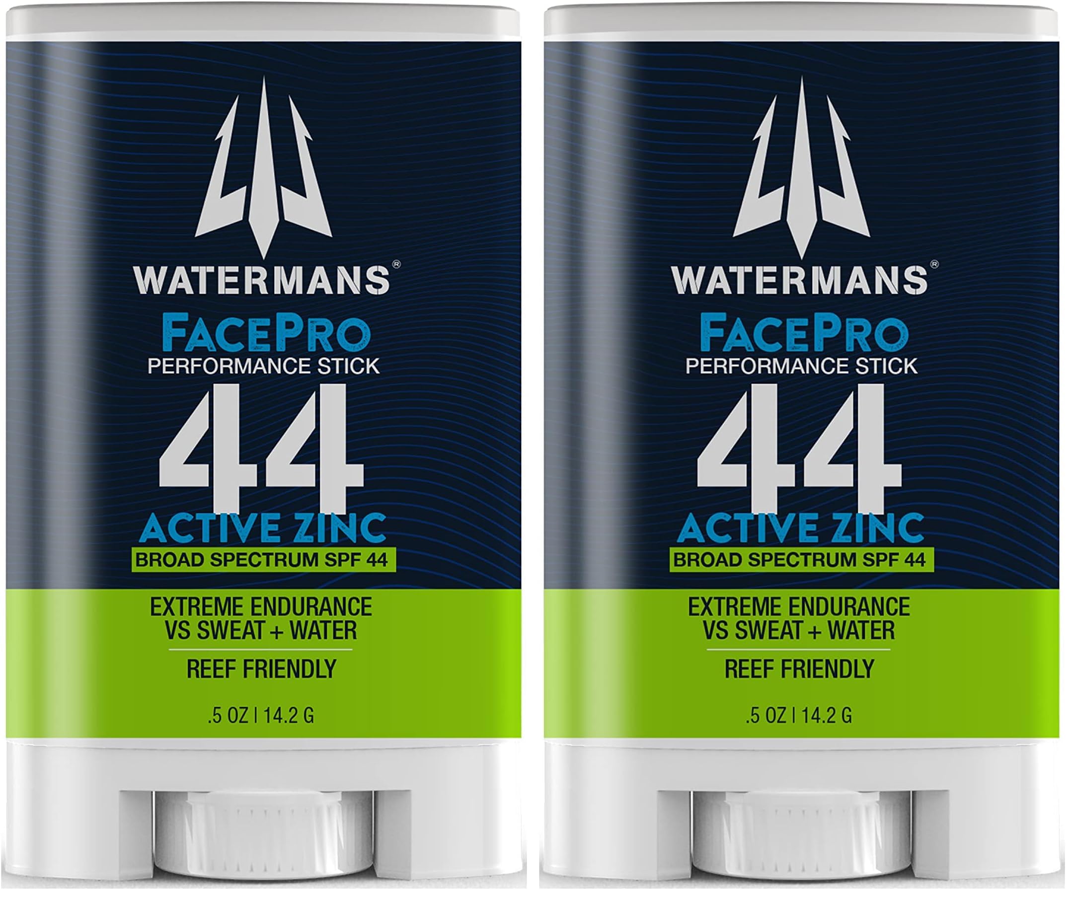 WATERMAN'S FacePro SPF 44 Mineral Sunscreen Stick – Reef Safe, Broad Spectrum (Pack of 2)