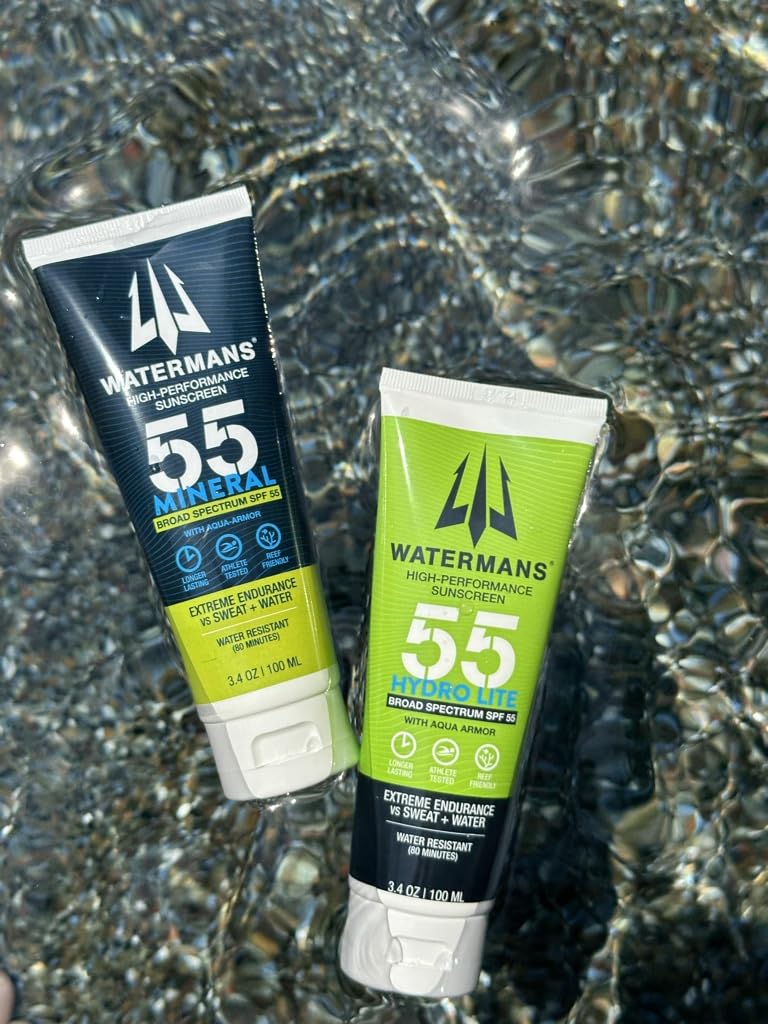 WATERMAN'S Hyrdo Lite SPF 55 Broad Spectrum Reef Safe Sunscreen for Face and Body – Fragrance-Free, Oxybenzone Free, 3.4oz (Pack of 2)