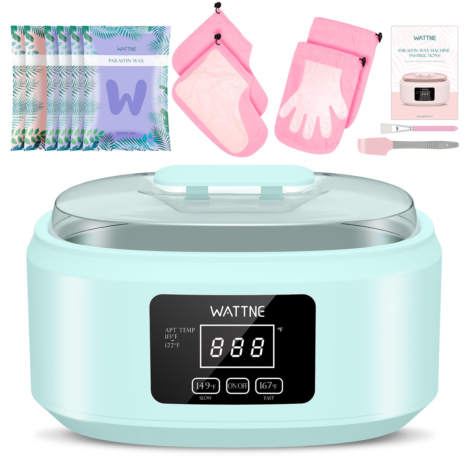 Wattne Paraffin Wax Machine for Hands & Feet | Auto-Heat & Keep-Warm Kit (Green)