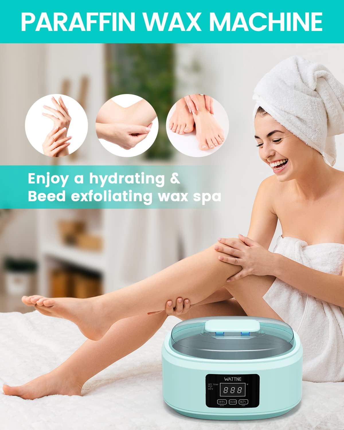 Wattne Paraffin Wax Machine for Hands & Feet | Auto-Heat & Keep-Warm Kit (Green)