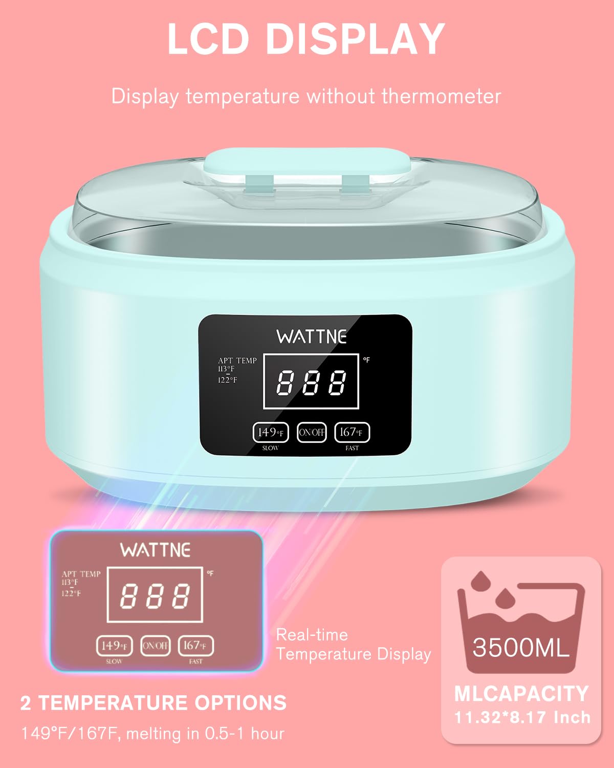 Wattne Paraffin Wax Machine for Hands & Feet | Auto-Heat & Keep-Warm Kit (Green)