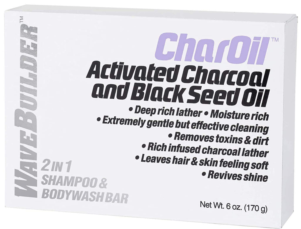 WaveBuilder CharOil 2-in-1 Shampoo & Bodywash Bar, 6 oz | WAVEBUILDER