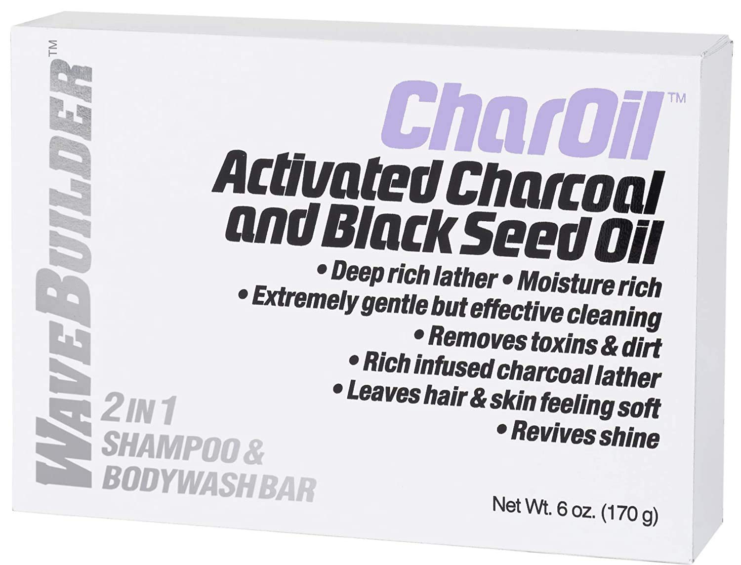 WaveBuilder CharOil 2-in-1 Shampoo & Bodywash Bar, 6 oz | WAVEBUILDER