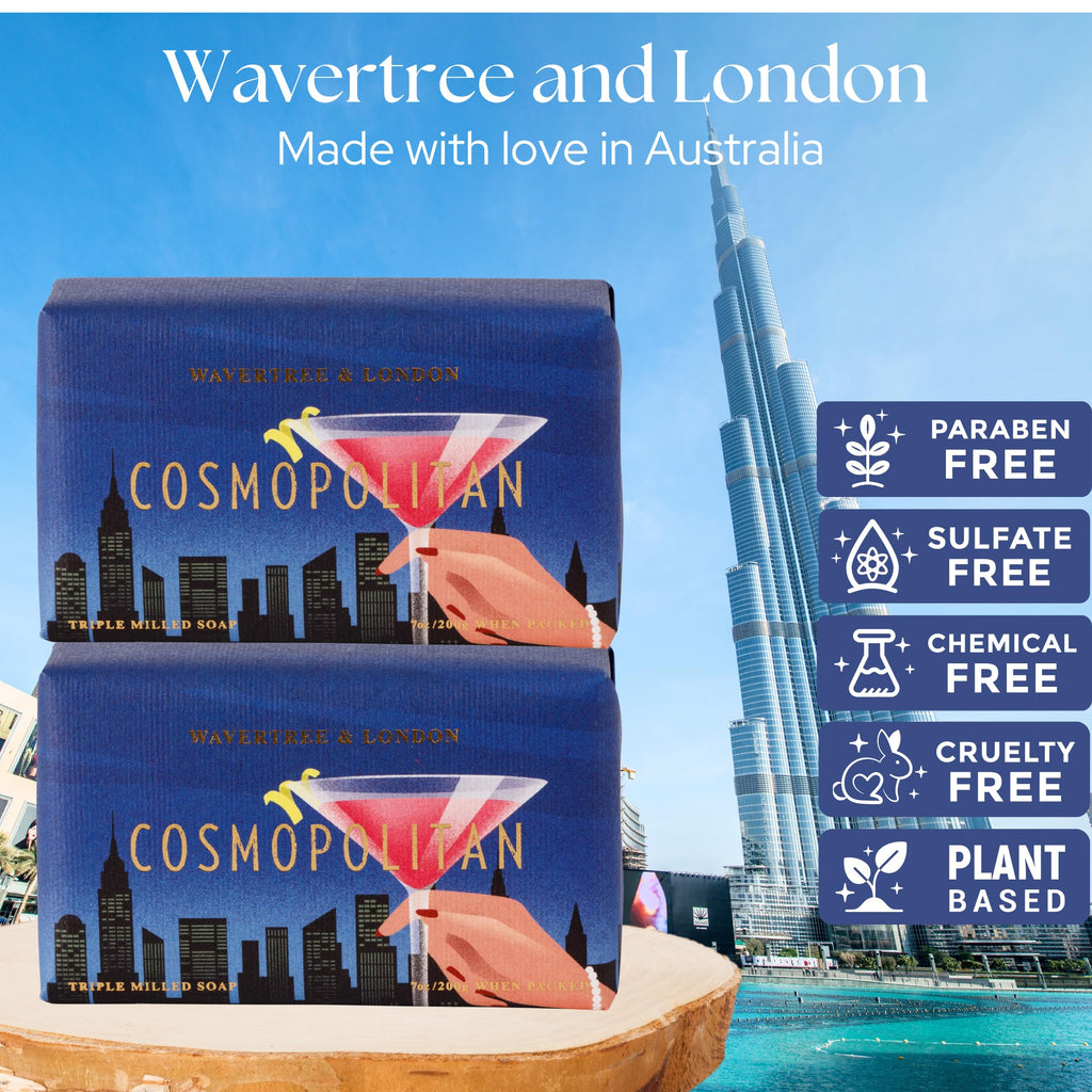 Wavertree & London Cosmopolitan Scented Natural Soap – 2 Bars (7oz) Triple-Milled with Shea Butter