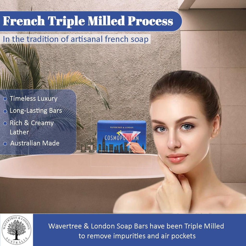 Wavertree & London Cosmopolitan Scented Natural Soap – 2 Bars (7oz) Triple-Milled with Shea Butter