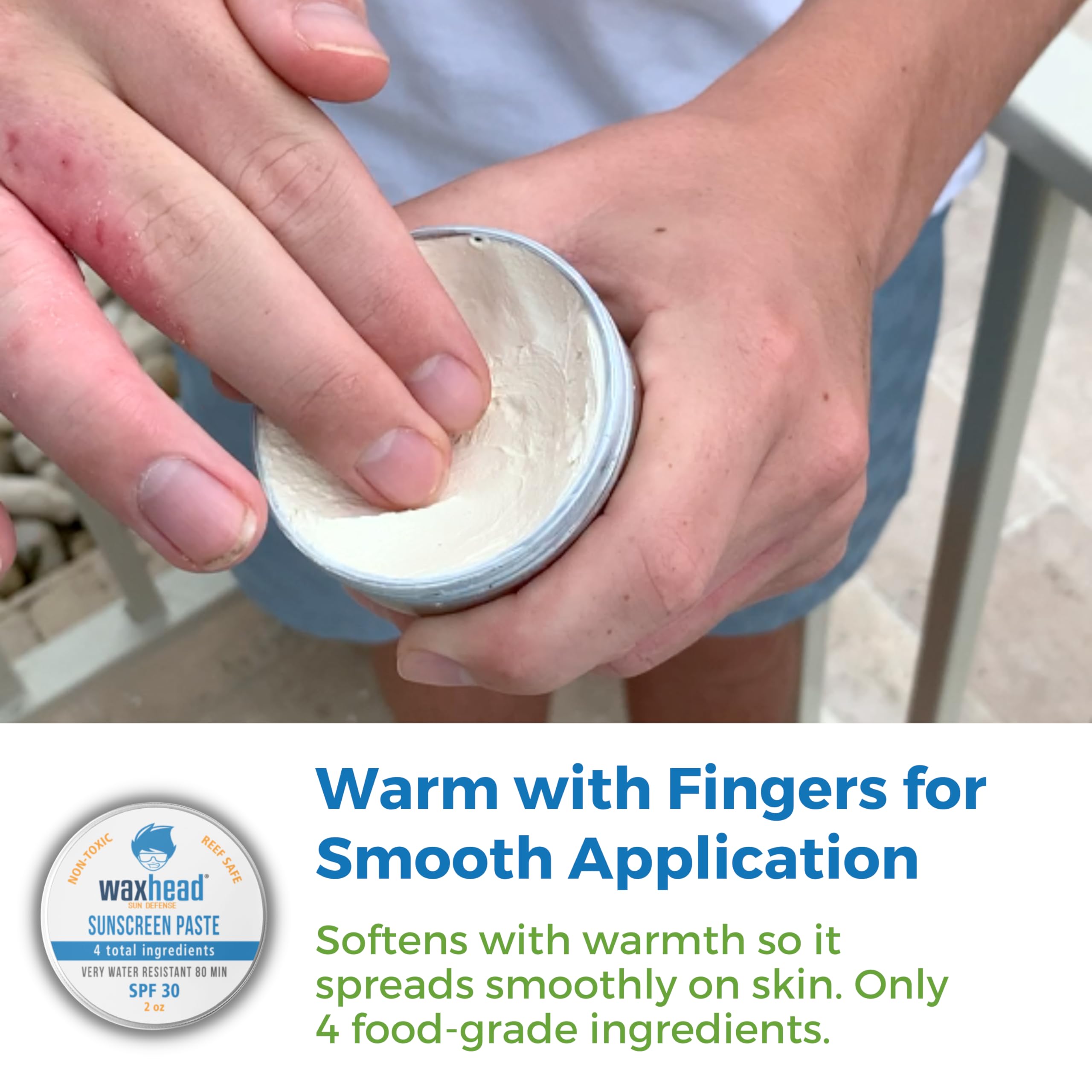 Waxhead Zinc Oxide SPF 30 Face & Nose | Mineral Sunscreen Paste, Reef Safe, 2oz Travel Size