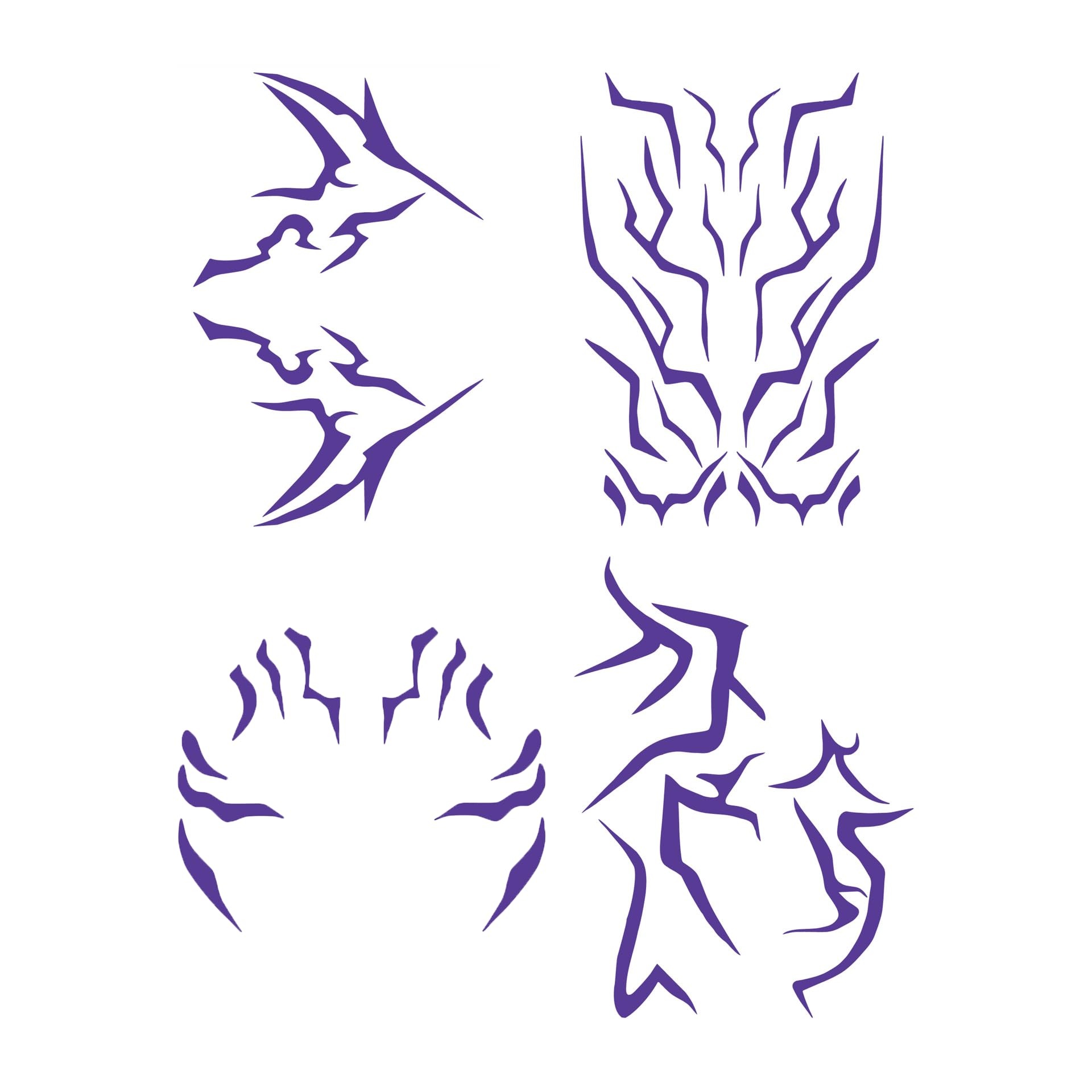 Waxkure Anime Purple Temporary Tattoos for Cosplay, Dance & Halloween – 9-Design Set