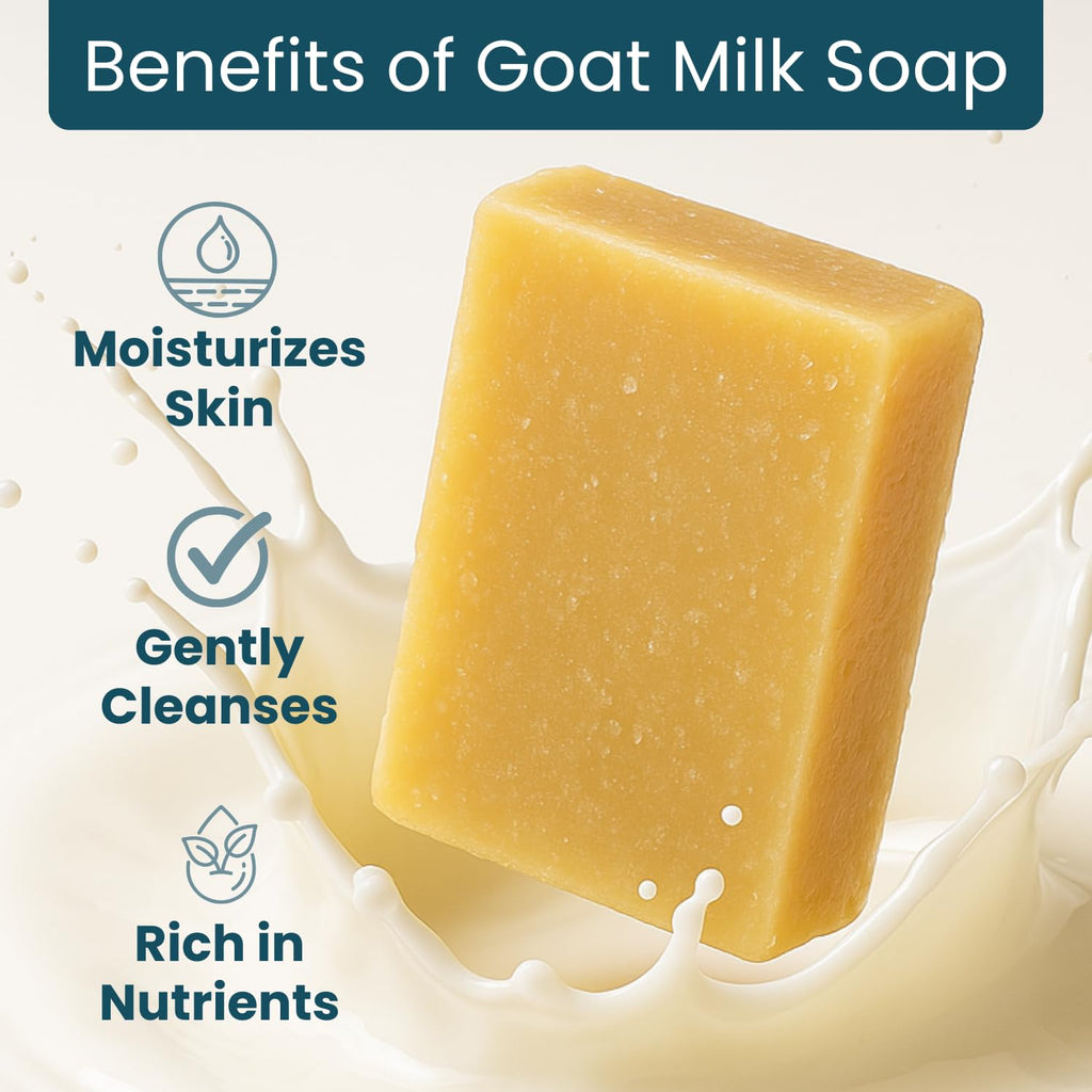 Way Natural Goat Milk Soap Bar 3-Pack – Sandalwood, Charcoal & Unscented | Handmade 5oz