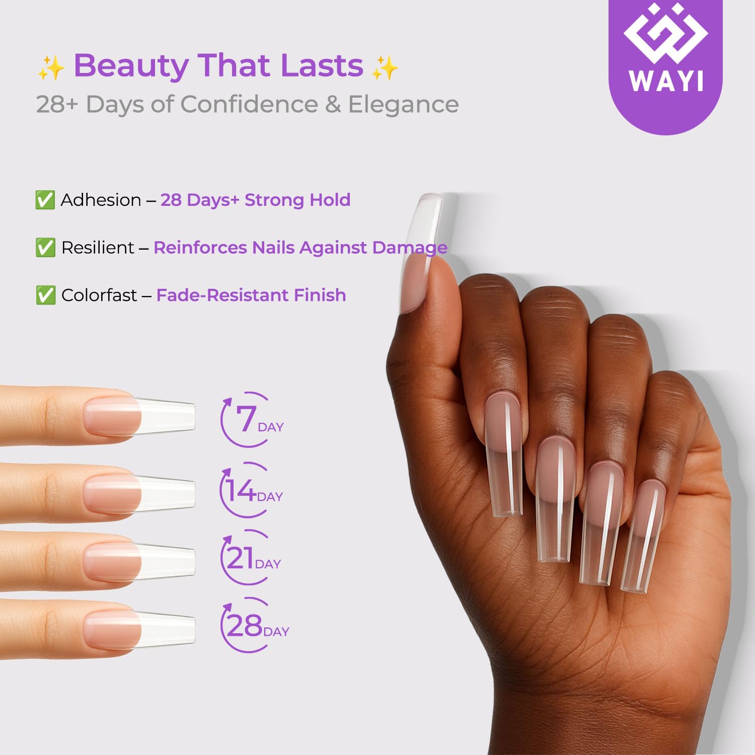 WAYI Professional Acrylic Nail Kit – 58ml Monomer, 4 Powders, 500 French Tips | Home Salon Quality