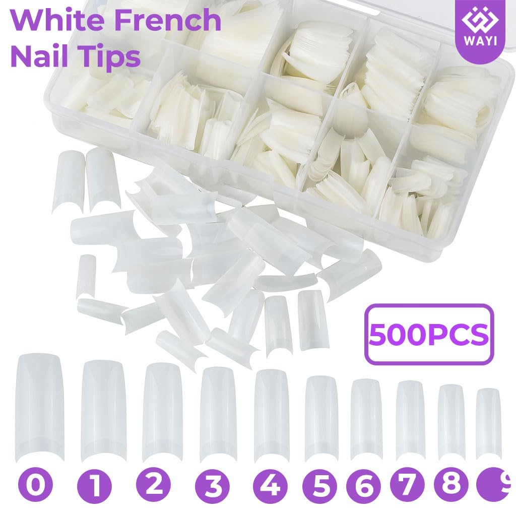 WAYI Professional Acrylic Nail Kit – 58ml Monomer, 4 Powders, 500 French Tips | Home Salon Quality