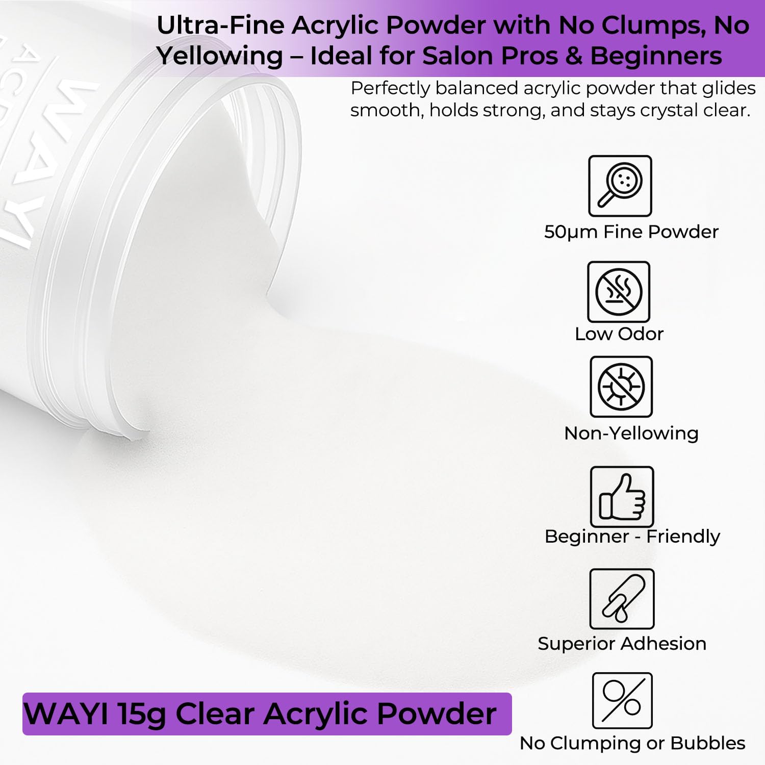 WAYI Acrylic Nail Kit: 58ml Monomer, 4 Powder Colors, Tips & Tools