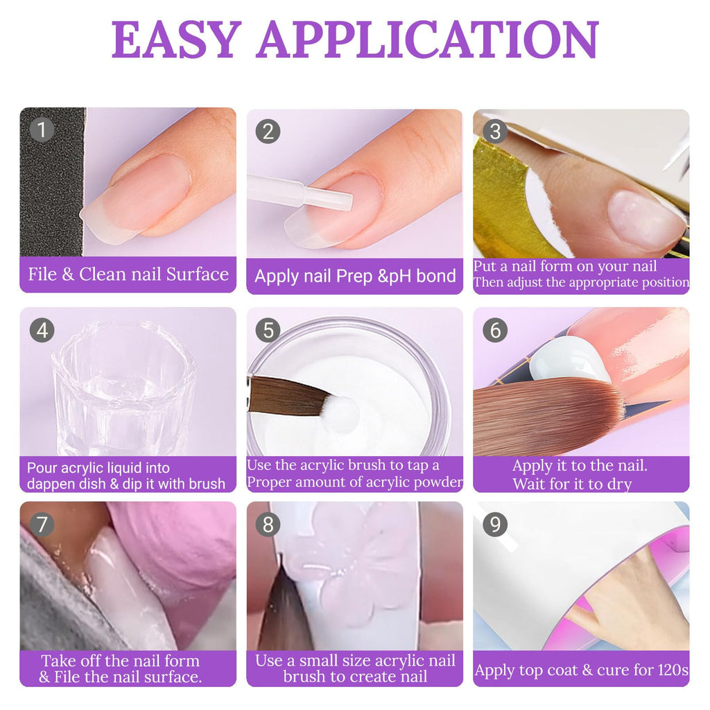 WAYI Professional Acrylic Nail Kit – 58ml Monomer, 4 Powders, 500 French Tips | Home Salon Quality