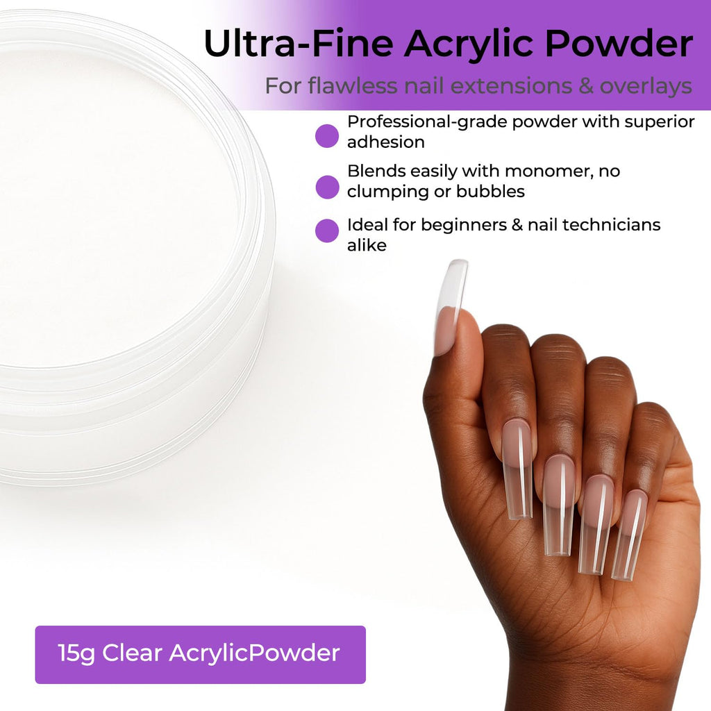 WAYI Professional Acrylic Nail Kit – 58ml Monomer, 4 Powders, 500 French Tips | Home Salon Quality