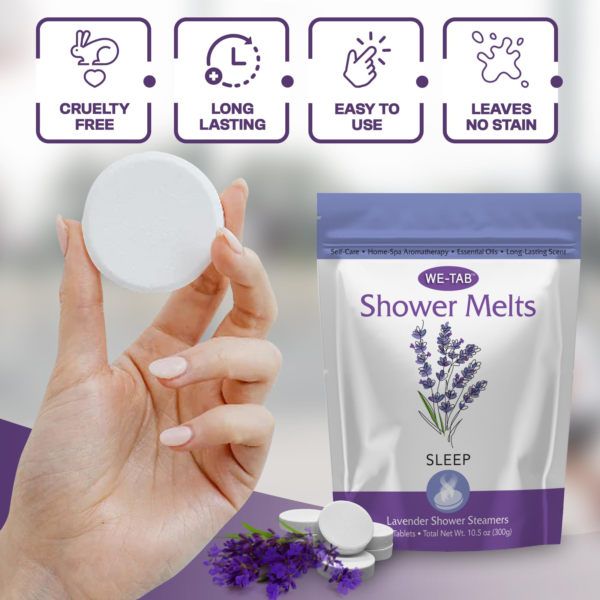 We-Tab Shower Steamers 10-Pack – Lavender Aromatherapy for Relaxation & Self-Care