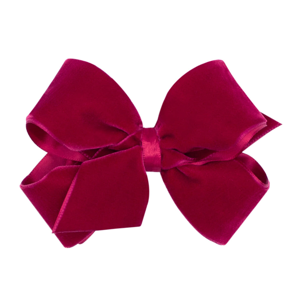 Wee Ones Girls' Classic Velvet Hair Bow on WeeStay No-Slip Clip - Small, Cardinal