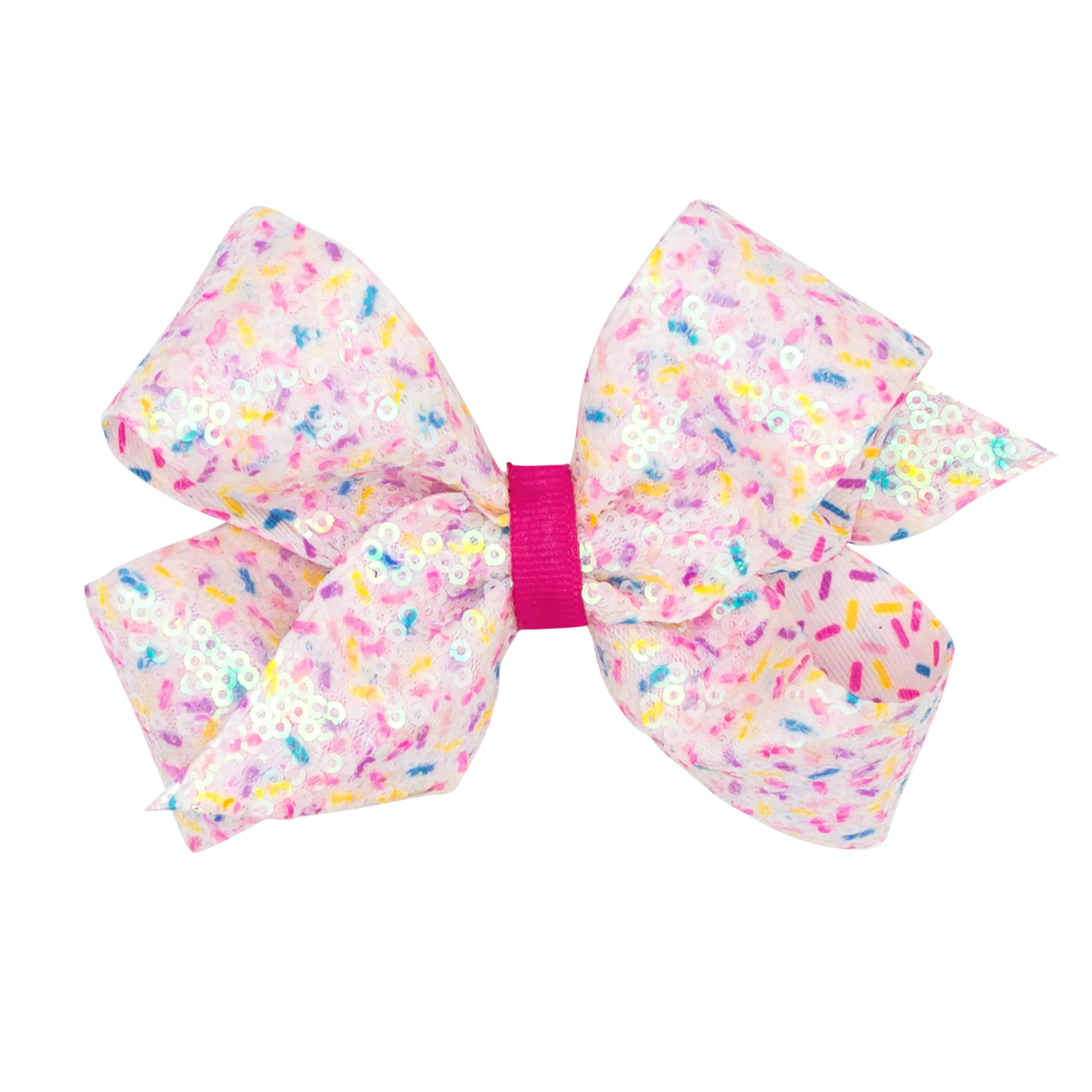 Wee Ones Girls' Confetti Sequin Grosgrain Hair Bow – Medium