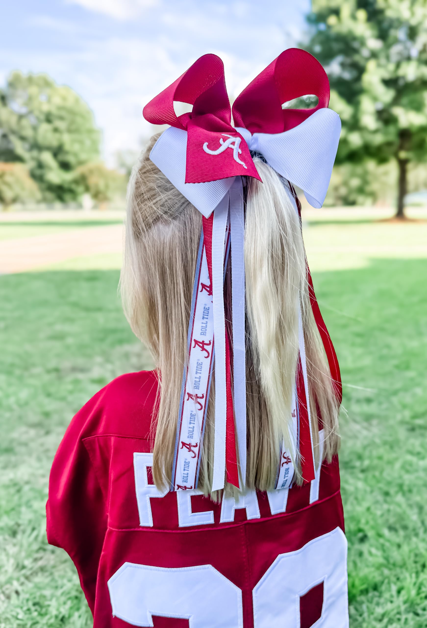 Divine Creations Girls' Collegiate Two-Tone Game Day Hair Bow by Wee Ones | WeeStay Clip | Classic Grosgrain – King, Alabama